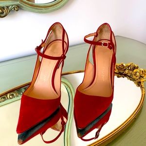 Jean-Michel Cazabat red suede heel size 37.  Made in Italy
